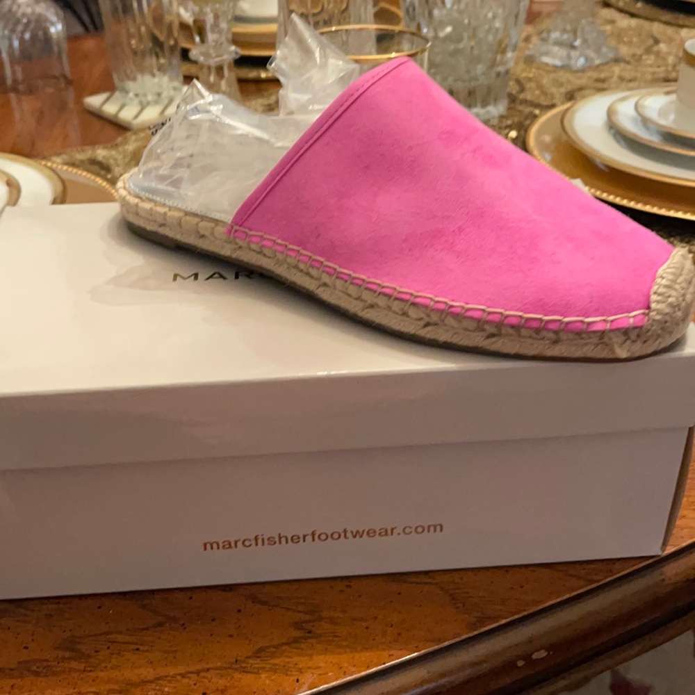 Pink slip on sandals